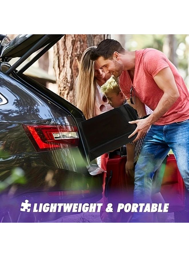 لوح ألغاز قابل للطي رمادي فاتح مع 6 أربطة سحب و4 صواني تخزين، حقيبة تخزين خياطة محمولة - Image 1